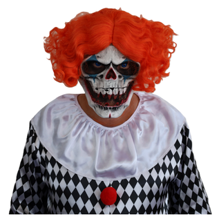 Adult wearing Evil Clown Bone Horror Mask for Halloween