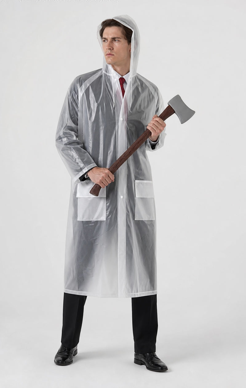 Clear Raincoat & Axe Horror Costume Bundle