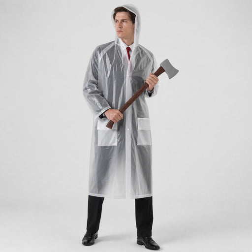 Clear Raincoat and Wood look Axe