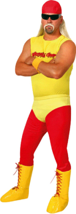 Hulk Hogan Wrestler with Bandana and Glasses Red and yellow WWE Costume