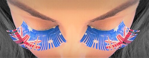 Australian Flag Tinsel False Eyelashes - Buy Online Only