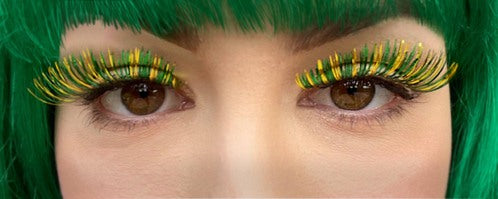 Green & Gold Tinsel Eyelashes | Aussie Party Accessory