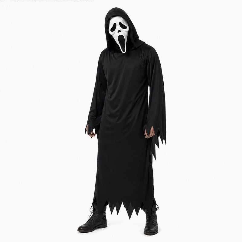 Ghost Face Scream Costume Style Bundle Latex Mask + Robe + Knife