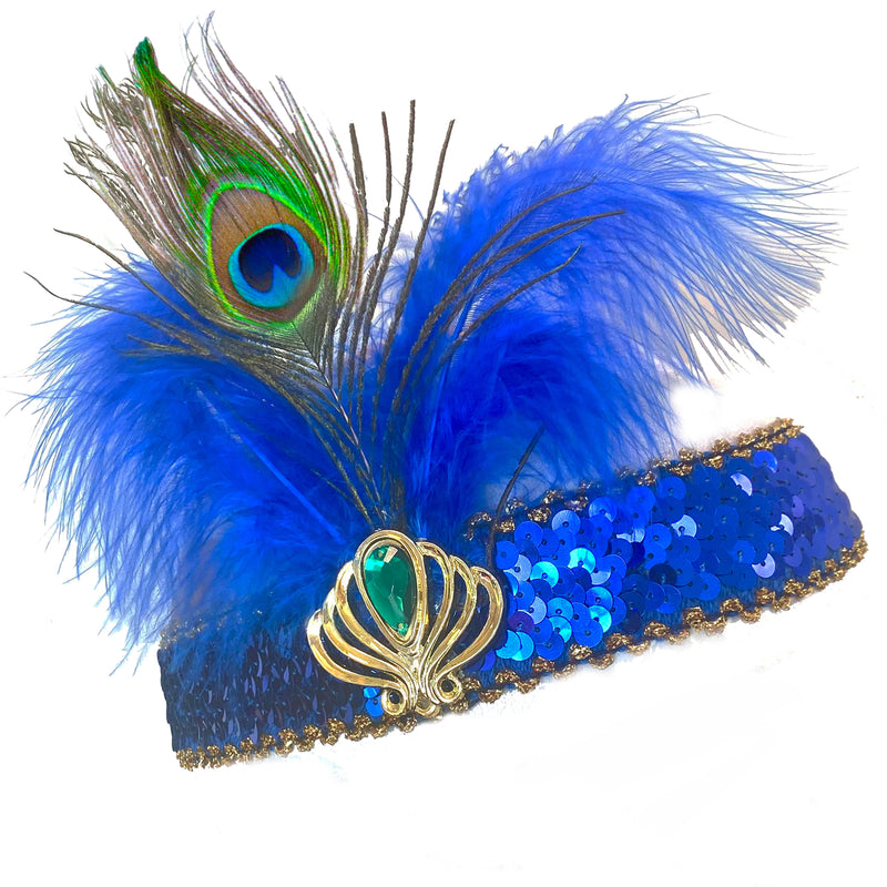 Gatsby/Charleston Blue Peacock Flapper Headband