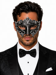 Lorenzo Silver Venetian masquerade mask with antique silver Baroque detailing