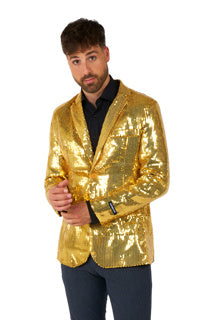 Suitmeister Gold Sequin Jacket | Festive, Disco & 70s Party Style