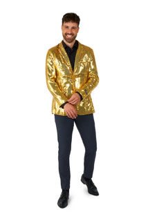 Suitmeister Gold Sequin Jacket | Festive, Disco & 70s Party Style