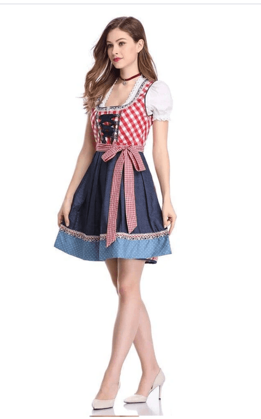 Beautiful Oktoberfest German Outfit Red Checkered