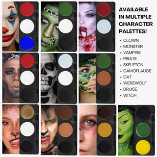 Tri-Colour Makeup Palettes | Clown, Vampire, Skeleton, Witch & More