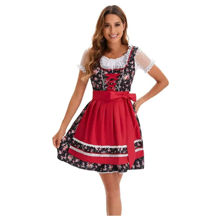 Oktoberfest Authentic Dirndl Red Floral