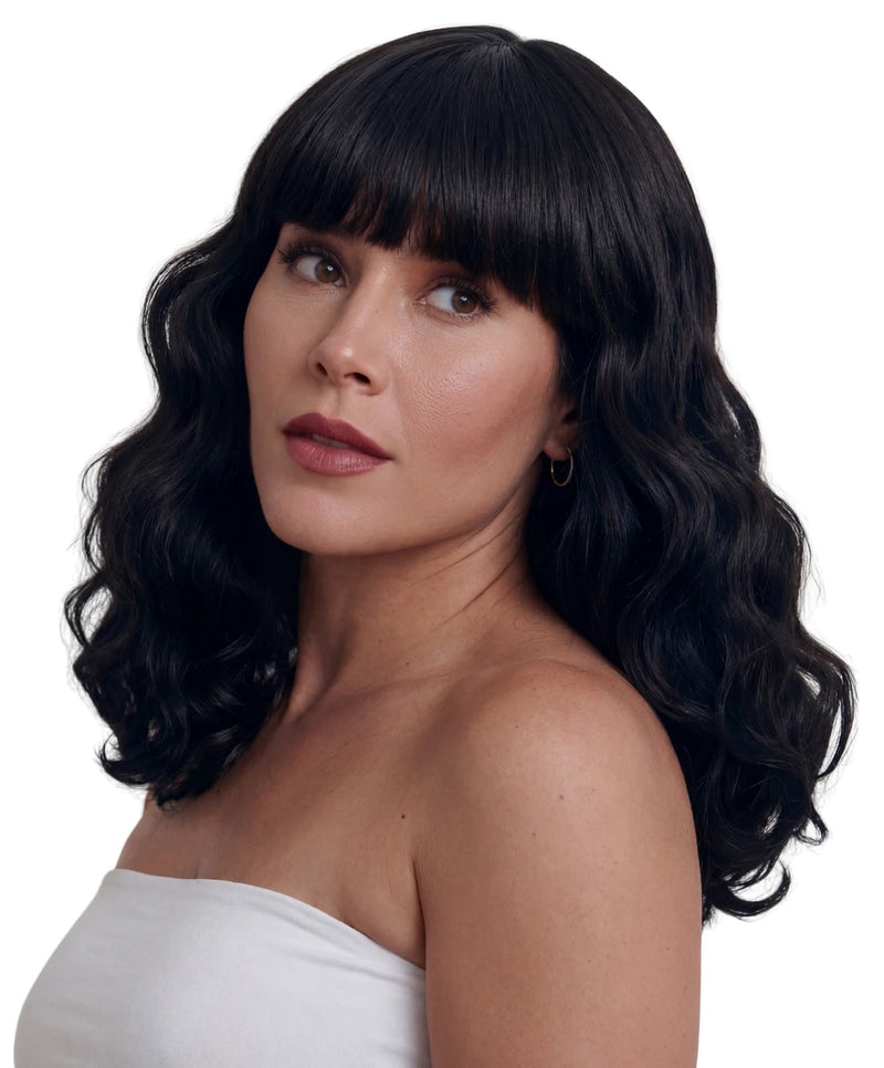 Bella Wavy Black Short Fringe Costume Wig - Buy Online Only