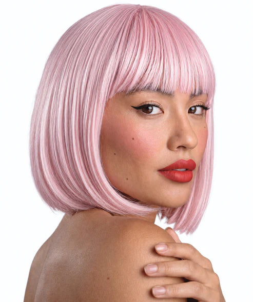Jessie Sleek Pink Bob with Bangs Costume Wig