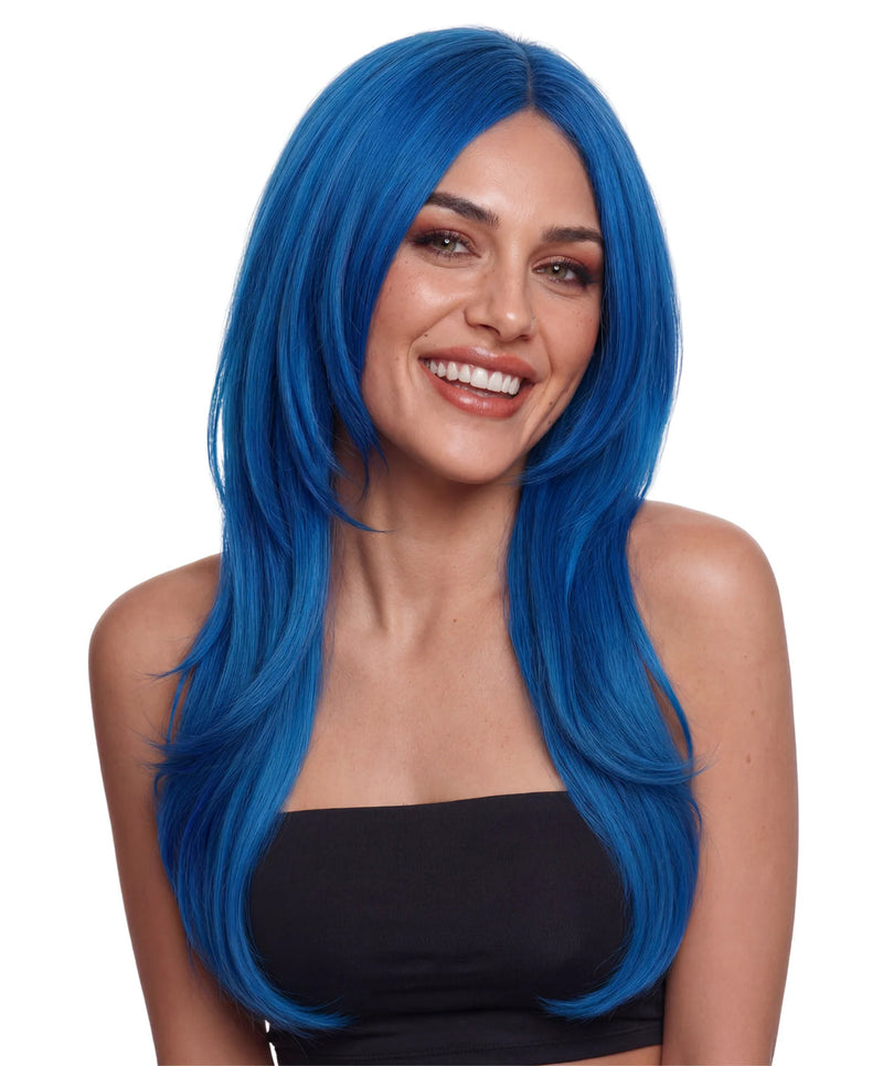 Sofia Long Straight Neon Blue Wig