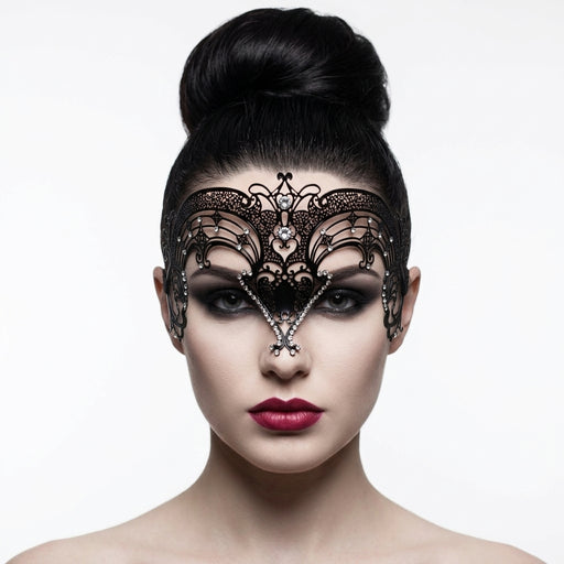 Gothic Queen Mask – Black Vampire Halloween Mask | Masquerade Mask
