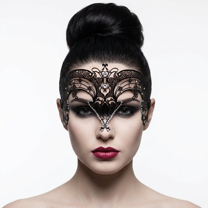 Gothic Queen Mask – Black Vampire Halloween Mask | Masquerade Mask