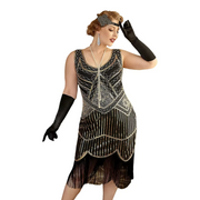 Art Deco Black & Gold Fringe Dress | Luxe Vintage Glam