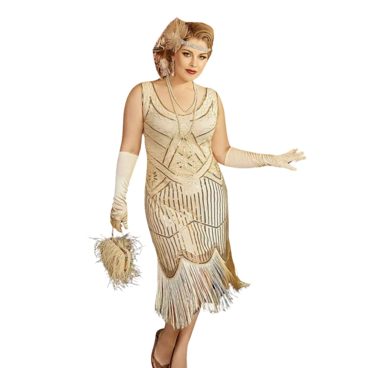 Golden Gatsby Sequin Fringe Dress