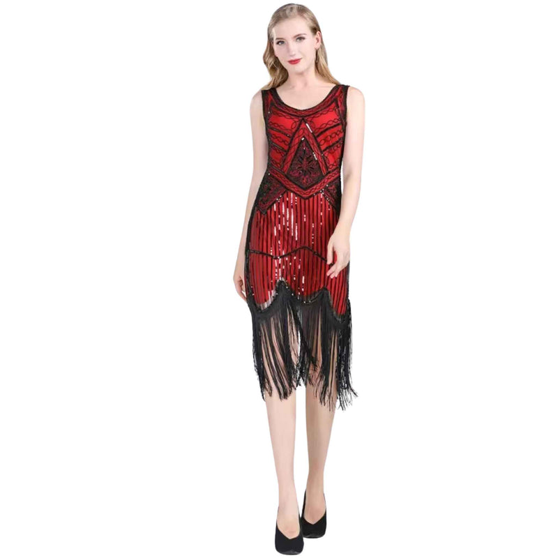 1920s Gatsby Vintage Look Deluxe Red and Black Flapper Plus Sizes Available