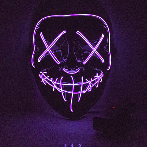 Light Up Halloween Blue Neon Purge Mask