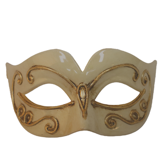 Champagne Venetian Masquerade Mask with Gold Filigree