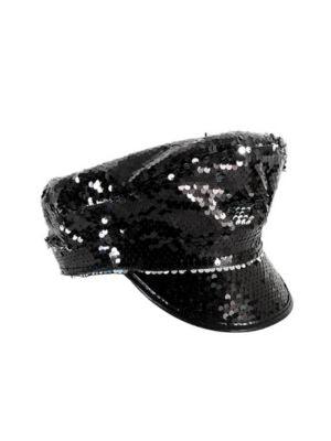 Black Deluxe Sequin Disco Cap - The Costume Company