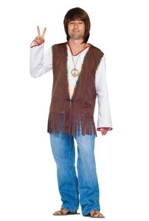 Brown Faux Suede Fringed Hippie Vest