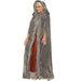 Medieval Faux Fur Cape | Grey Gold Hooded Cloak | Costume Accessory