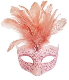 Pink Feather Masquerade Mask | Elegant Venetian Party Costume