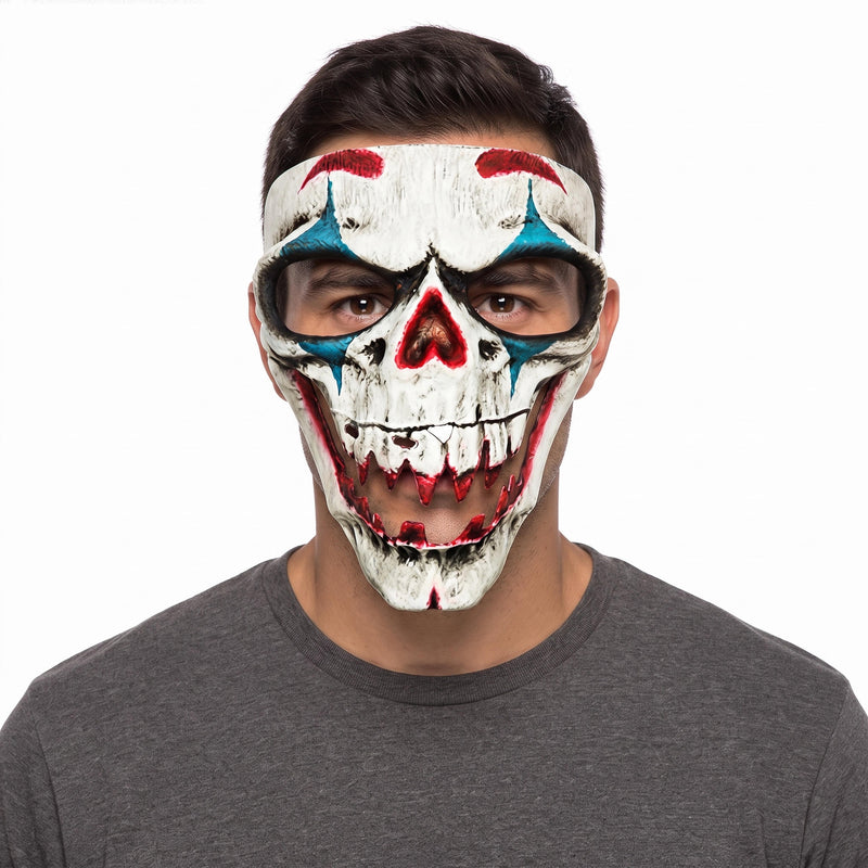Adult wearing Evil Clown Bone Horror Mask