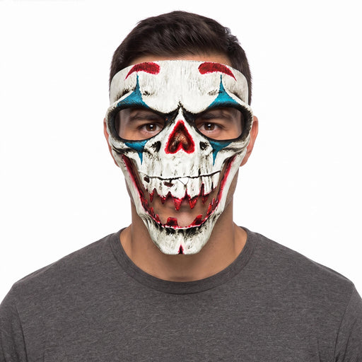 Adult wearing Evil Clown Bone Horror Mask