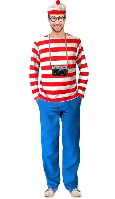 Where's Wally Inspired Adult Costume with Pockets - Buy Online Only