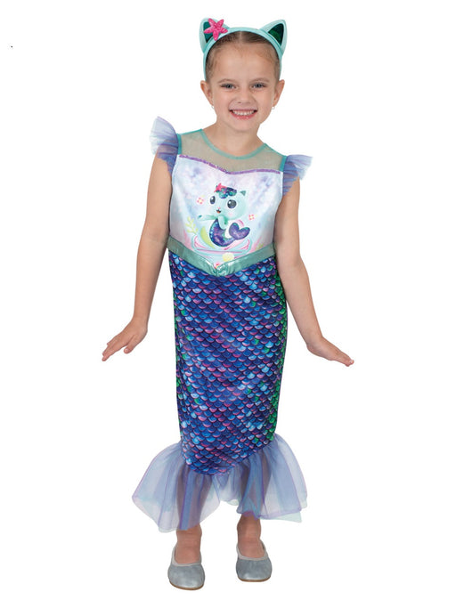 Gabby’s Dollhouse Mercat Mermaid Costume | Kids Blue Dress & Headband
