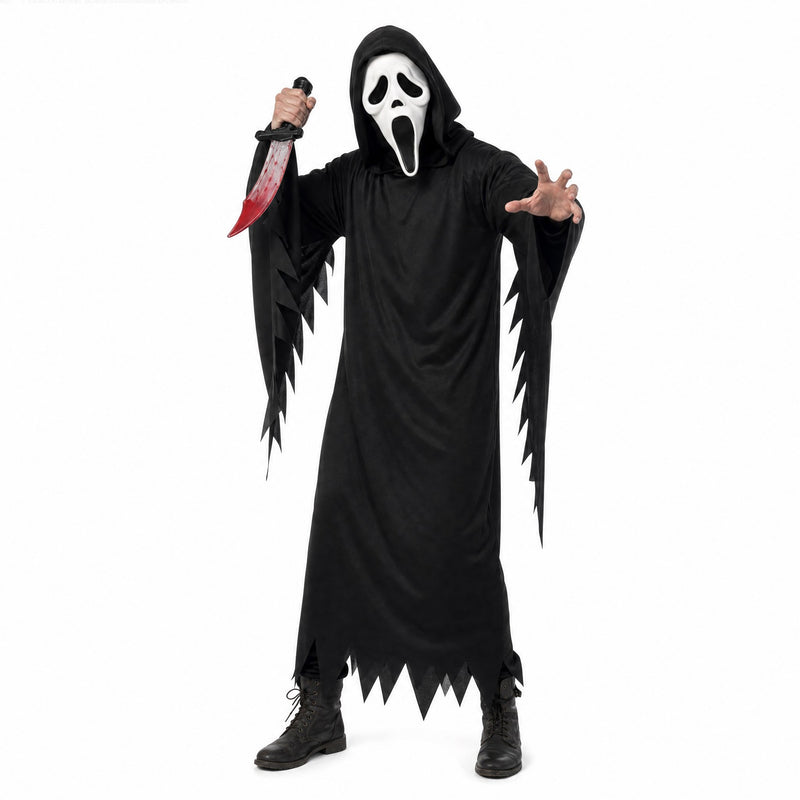 Ghost Face Scream Costume Style Bundle Latex Mask + Robe + Knife