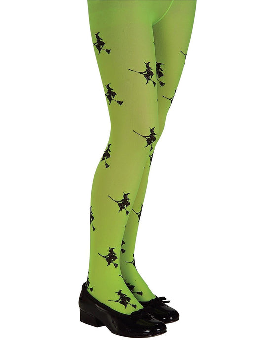 Glitter Witch Tights Green - The Costume Company