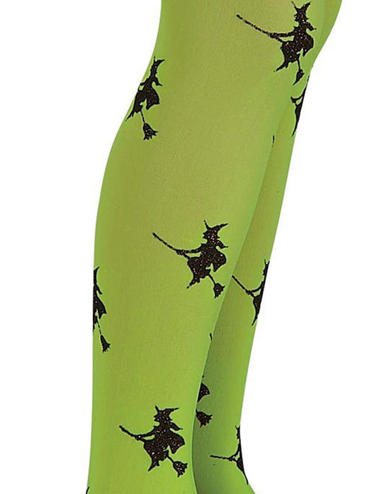 Glitter Witch Tights Green - The Costume Company