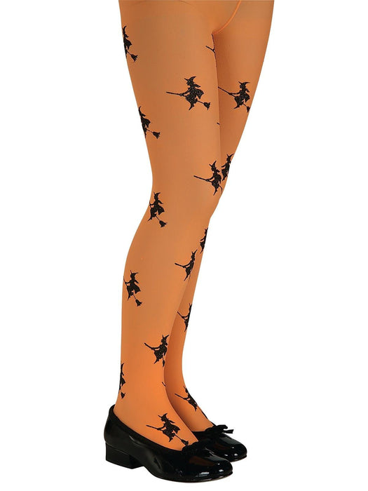 Glitter Witch Tights Orange - The Costume Company