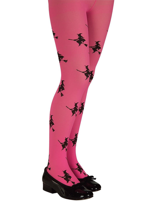 Glitter Witch Tights Pink - The Costume Company