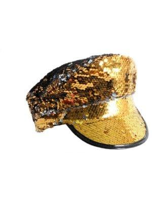 Gold Deluxe Sequin Disco Cap - The Costume Company