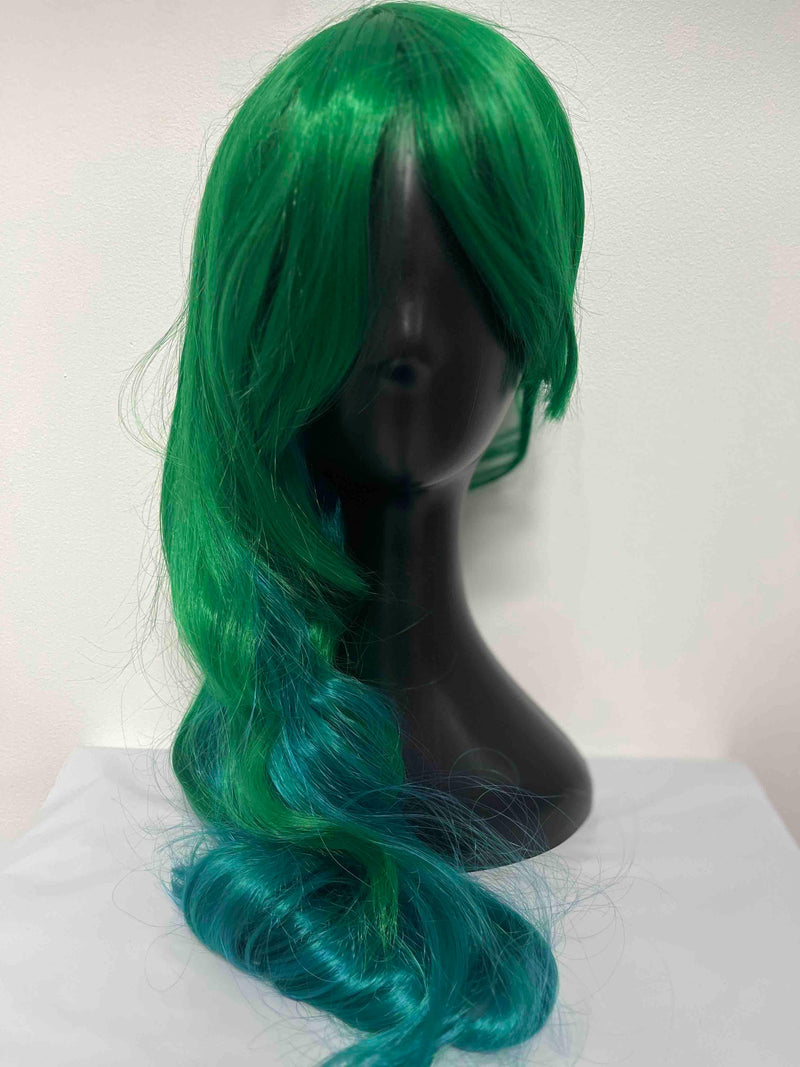 Green & Aqua Two Tone Heat Styleable Wig - The Costume Company