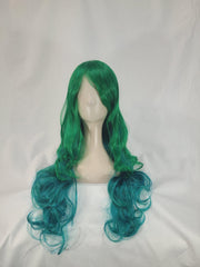 Green & Aqua Two Tone Heat Styleable Wig - The Costume Company