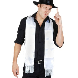 Gangster Scarf with Fringe White