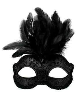 Daniella Black Feather Masquerade Mask | Elegant Venetian Costume