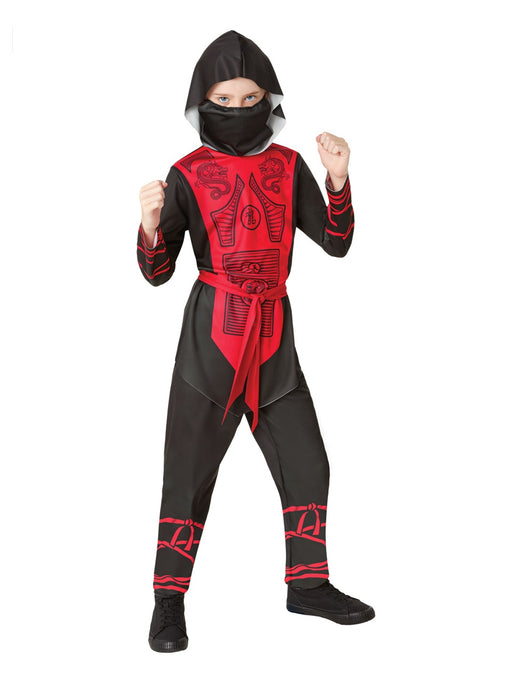 Child Ninja Costume | Kids Red & Black Dragon Warrior Outfit