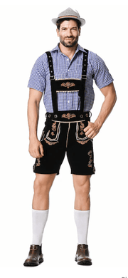 Oktoberfest Costume Lederhosen Shorts inc Pocket + Shirt + Hat + Socks