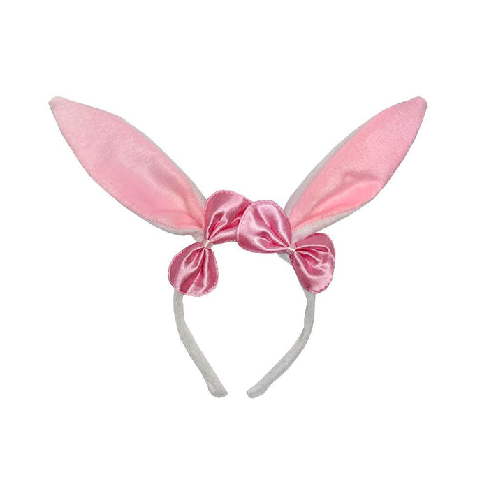 Pink Bow Bunny Ears Headband - The Costume Company