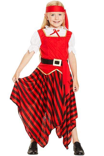 Pirate Girl Costume | Red & Black Striped Skirt | Book Week & Halloween