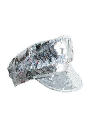 Silver Deluxe Sequin Disco Cap - The Costume Company