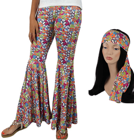 Flower Power Bellbottom Pants 60s Costume - Buy Online Only