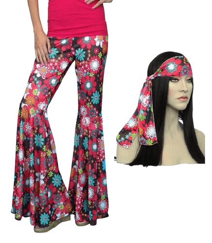 Flower Power Bellbottom Pants Red 60s Costume - Buy Online Only