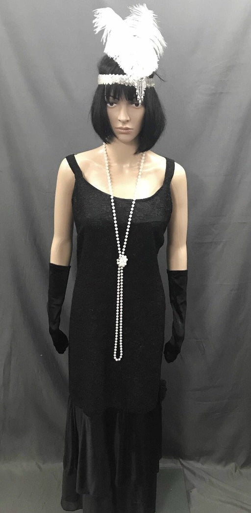 1920s Dress - Long Fine Cut Black Flapper - Hire - The Costume Company | Fancy Dress Costumes Hire and Purchase Brisbane and Australia
